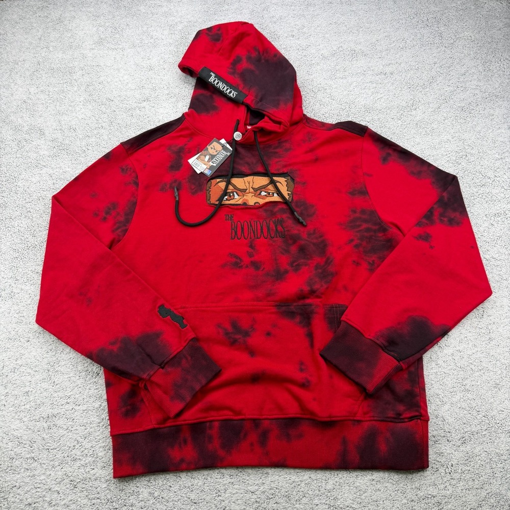 The Boondocks Hoodie Mens XXL 2XL Red Tie Dye Riley Anime Hip Hop Rap Streetwear